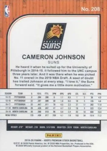2019-20 Panini Hoops Premium Stock Retail #208 Cameron Johnson NM-MT Su ID:48914 - Basketball Card Single