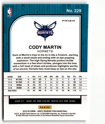 2019-20 Panini Hoops Premium Stock Retail Silver Laser Prizm #229 Cody ID:48910 - Basketball Card Single