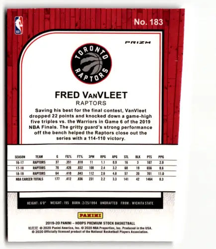 2019-20 Panini Hoops Premium Stock Retail Silver Prizm #183 Fred VanVle ID:48908 - Basketball Card Single