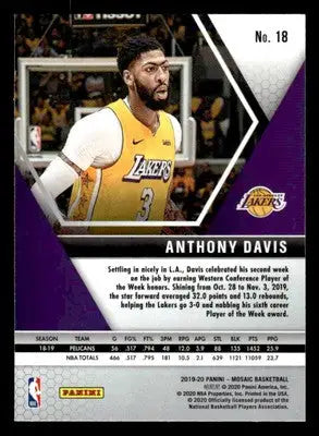 2019-20 Panini Mosaic #18 Anthony Davis - Basketball Card Single