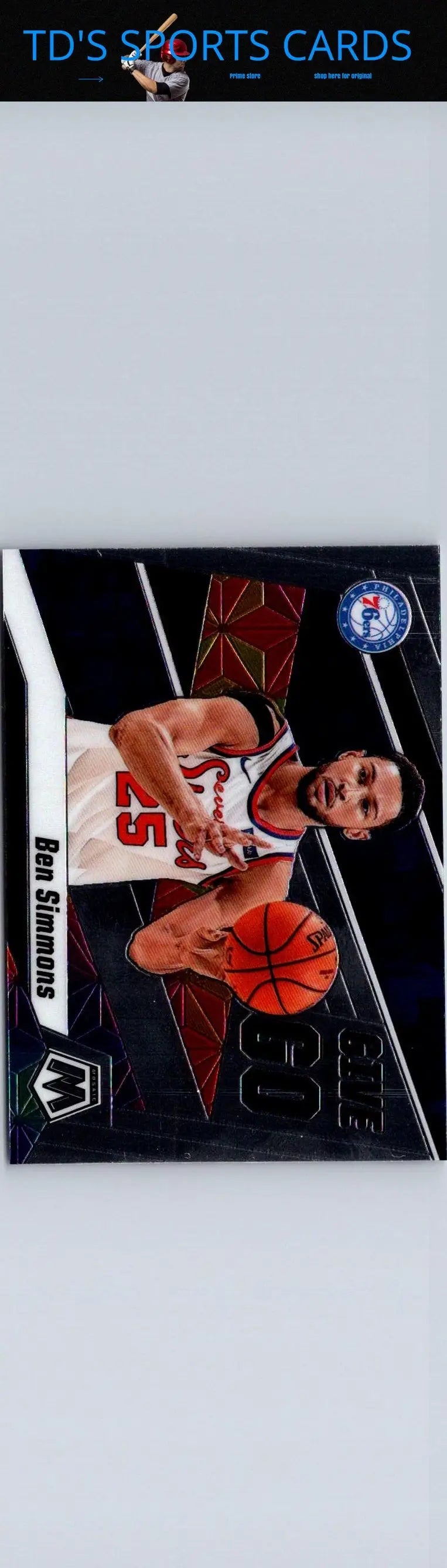 Ben Simmons basketball card from 2019-20 Panini Mosaic trading cards collection