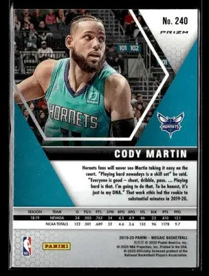 2019-20 Panini Mosaic #240 Cody Martin Red Prizm Charlotte Hornets - Basketball Card Single