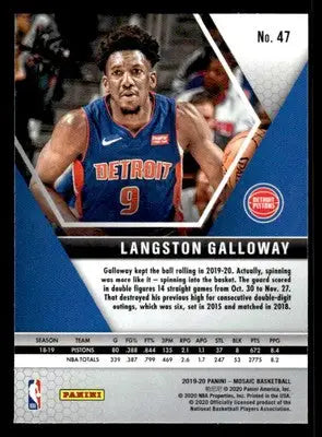 2019-20 Panini Mosaic #47 Langston Galloway - Basketball Card Single