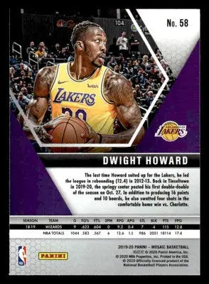 2019-20 Panini Mosaic #58 Dwight Howard - Basketball Card Single