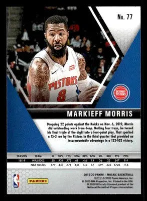 2019-20 Panini Mosaic #77 Markieff Morris - Basketball Card Single