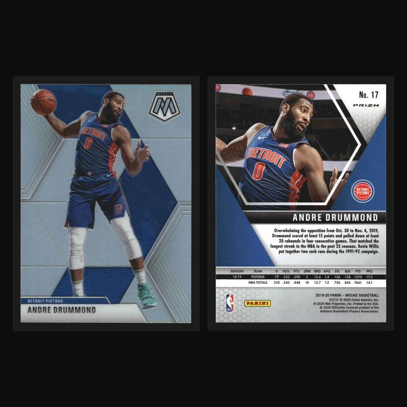 2019-20 Panini Mosaic Andre Drummond #17 Silver Prizm Detroit Pistons