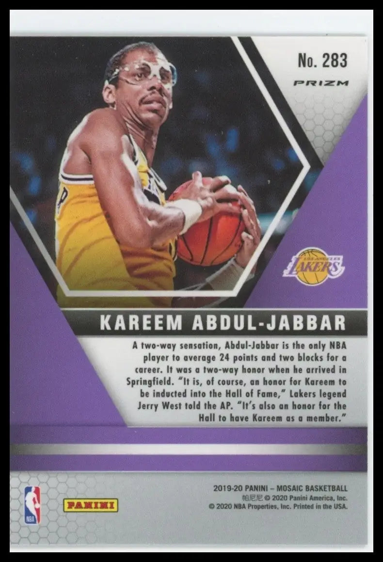 2019-20 Panini Mosaic - Hall of Fame Kareem Abdul-Jabbar #283 Reactive Orange...