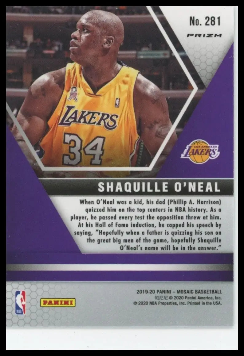 2019-20 Panini Mosaic - Hall of Fame Shaquille O’Neal #281 Silver Prizm