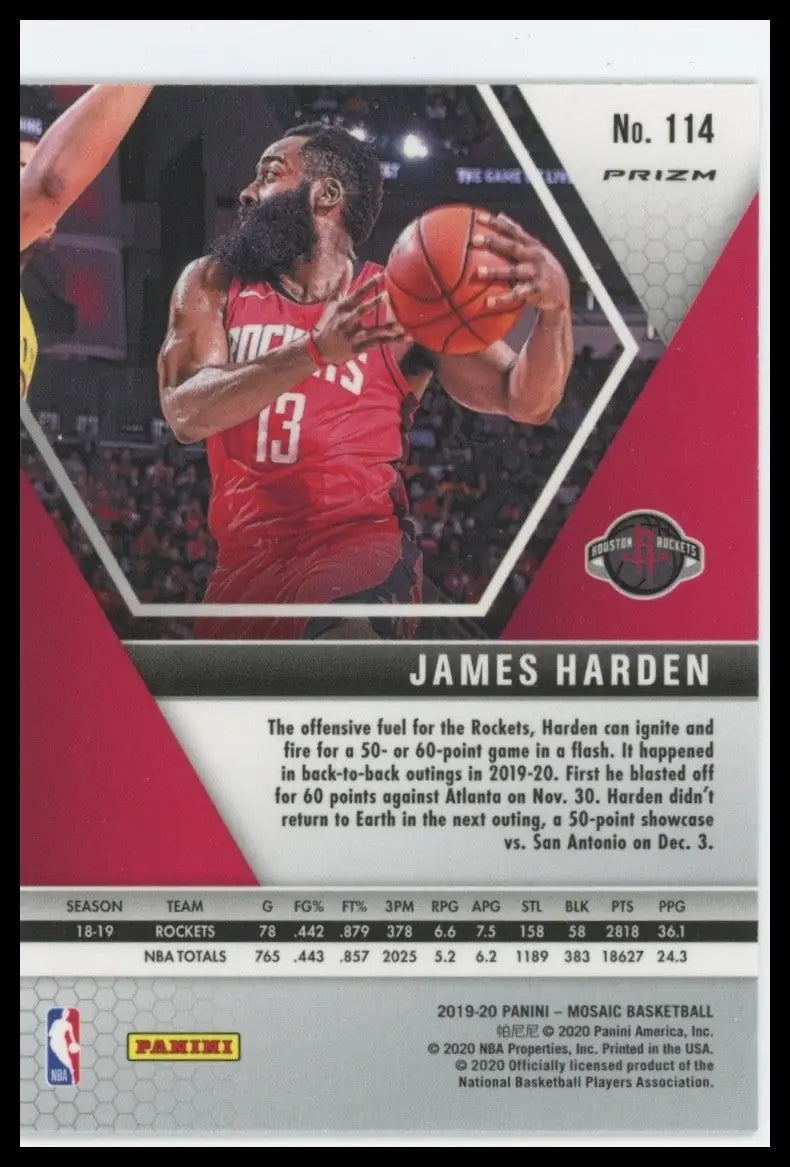 2019-20 Panini Mosaic - James Harden #114 Reactive Orange Prizm