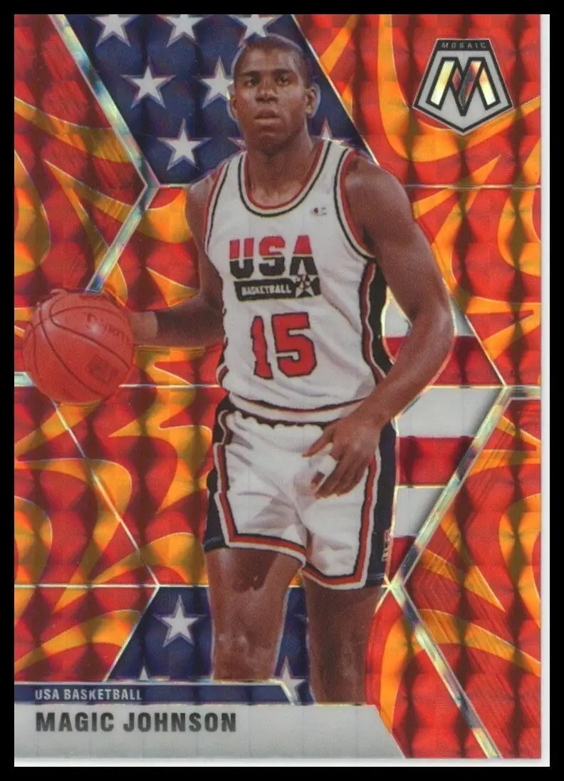 2019-20 Panini Mosaic - USA Basketball Magic Johnson #255 Reactive Orange Prizm