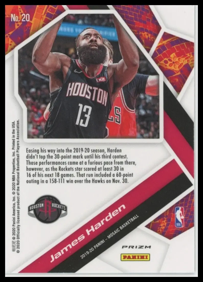 2019-20 Panini Mosaic - Will to Win James Harden #20 Green Mosaic Prizm