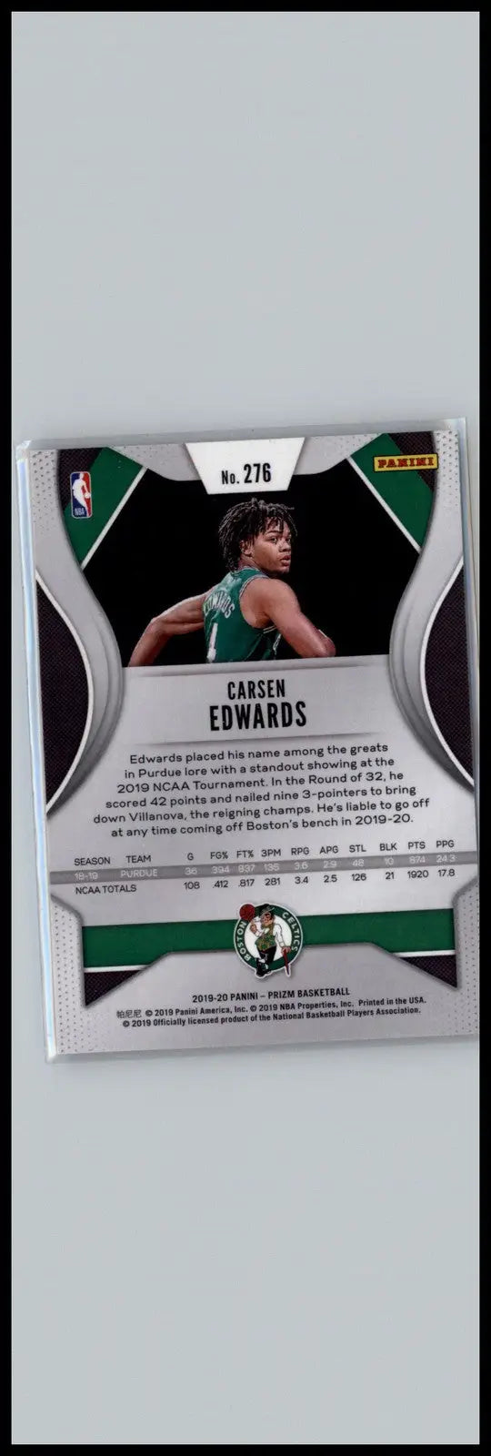 2019-20 Panini Prizm #276 Carsen Edwards Boston Celtics - Basketball Card Single