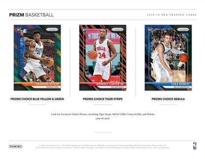 Collectible basketball trading cards featuring Zion Williamson from Panini Prizm Choice Basketball