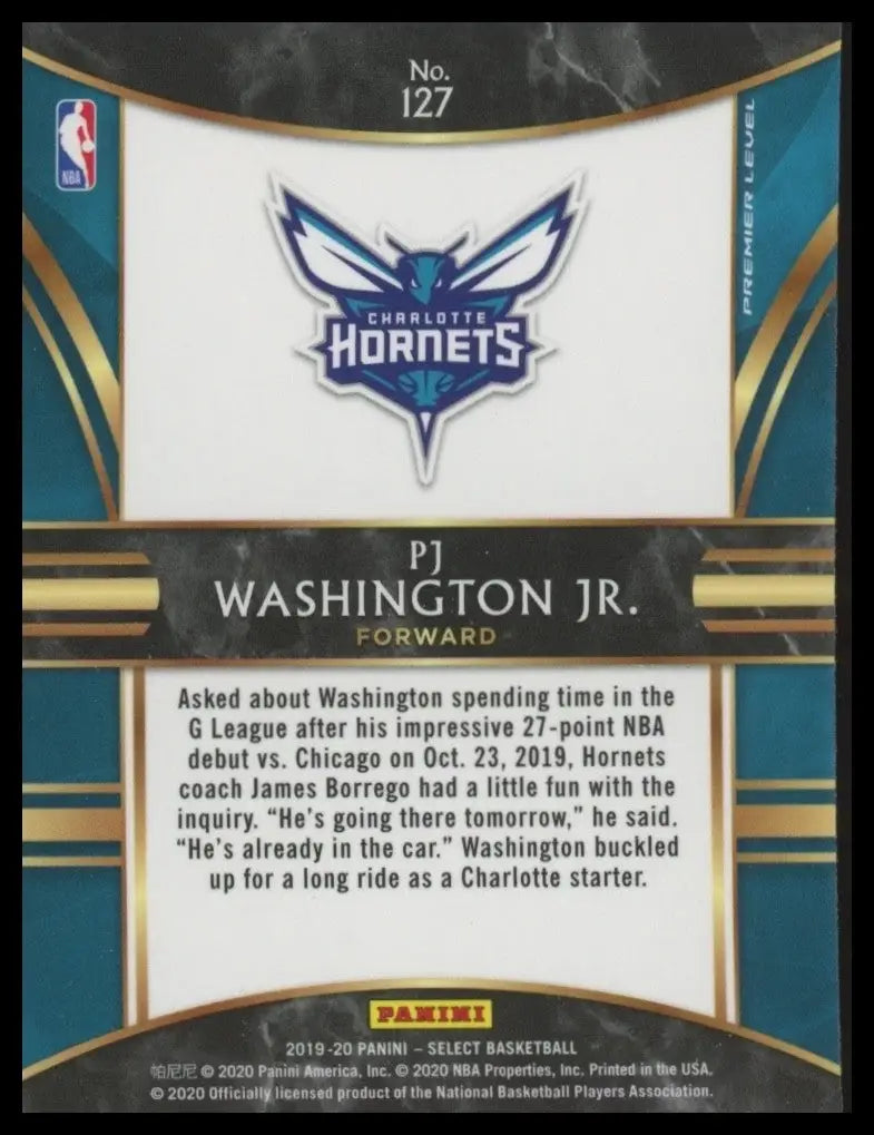2019-20 Panini Select Premier PJ Washington Jr #127 Rookie Charlotte Hornets NBA - Basketball Card Single