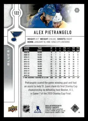 2019-20 Upper Deck #122 Alex Pietrangelo - Hockey Card Single