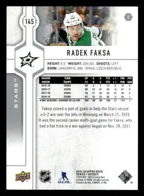 2019-20 Upper Deck #145 Radek Faksa - Hockey Card Single