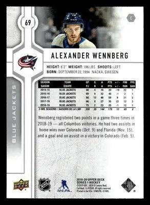 2019-20 Upper Deck #69 Alexander Wennberg - Hockey Card Single