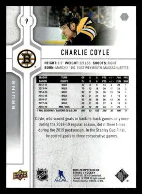 2019-20 Upper Deck #9 Charlie Coyle - Hockey Card Single