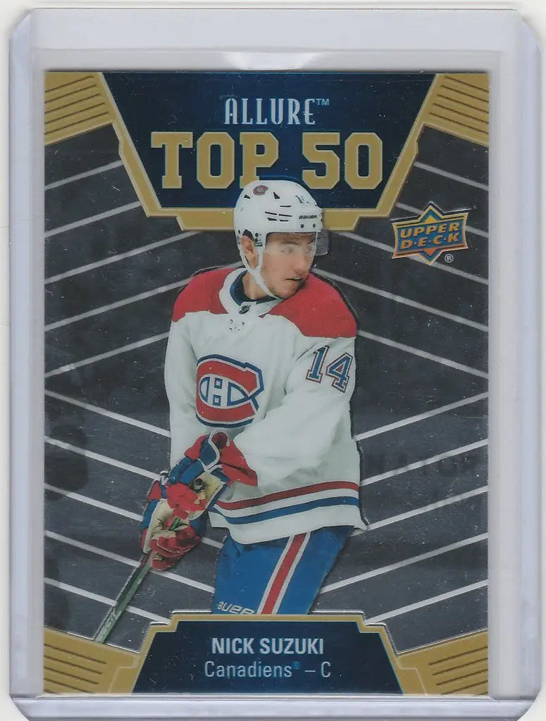 Hockey trading card of Nick Suzuki Montreal Canadiens from Upper Deck Allure 2019-20