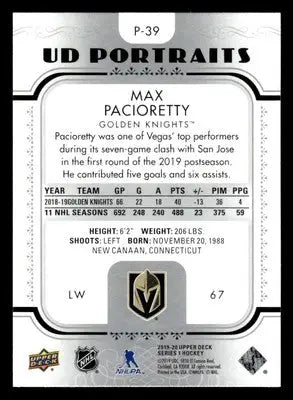 2019-20 Upper Deck #P-82 Nikita Gusev UD Portraits - Hockey Card Single