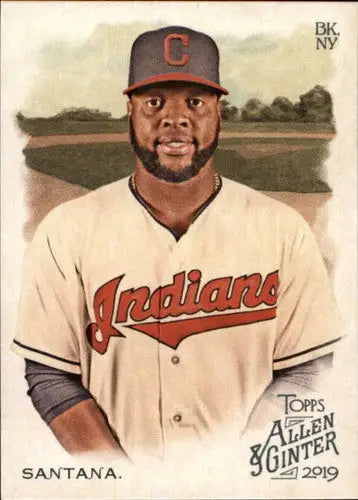 Original gloss baseball card featuring Carlos Santana from 2019 Allen and Ginter Set