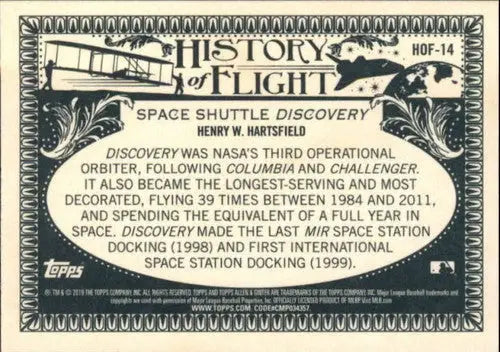 2019 Allen and Ginter The History of Flight #HOF-14 Shuttle Discovery NM-MT - Non-Sports Card Single