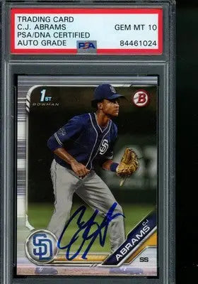 2019 Bowman 1st C. J. Abrams #BD-85 Baseball PSA Auto 10 - Baseball Card Single