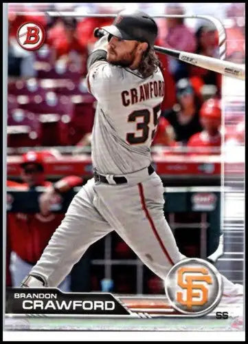 Original gloss baseball card of Brandon Crawford NM-MT in Giants uniform