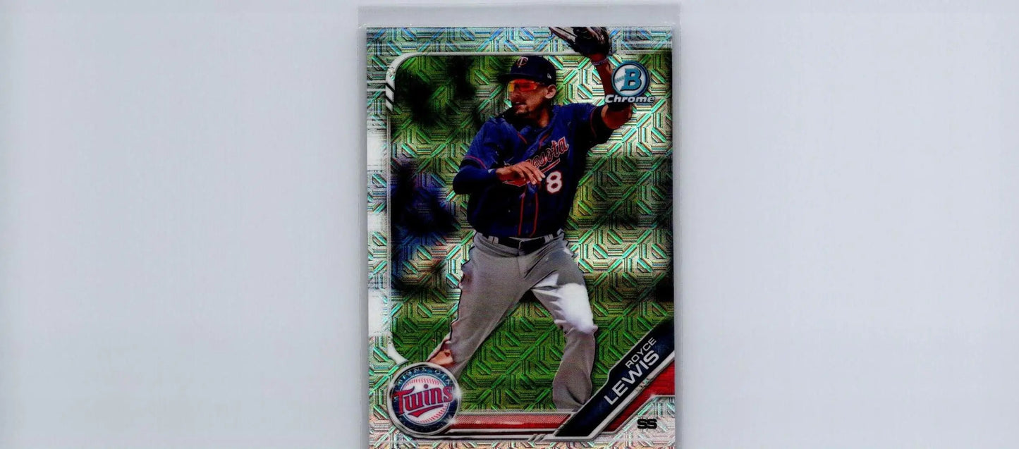 Royce Lewis Chrome Prospects Mojo Refractor baseball card from 2019 Bowman collection