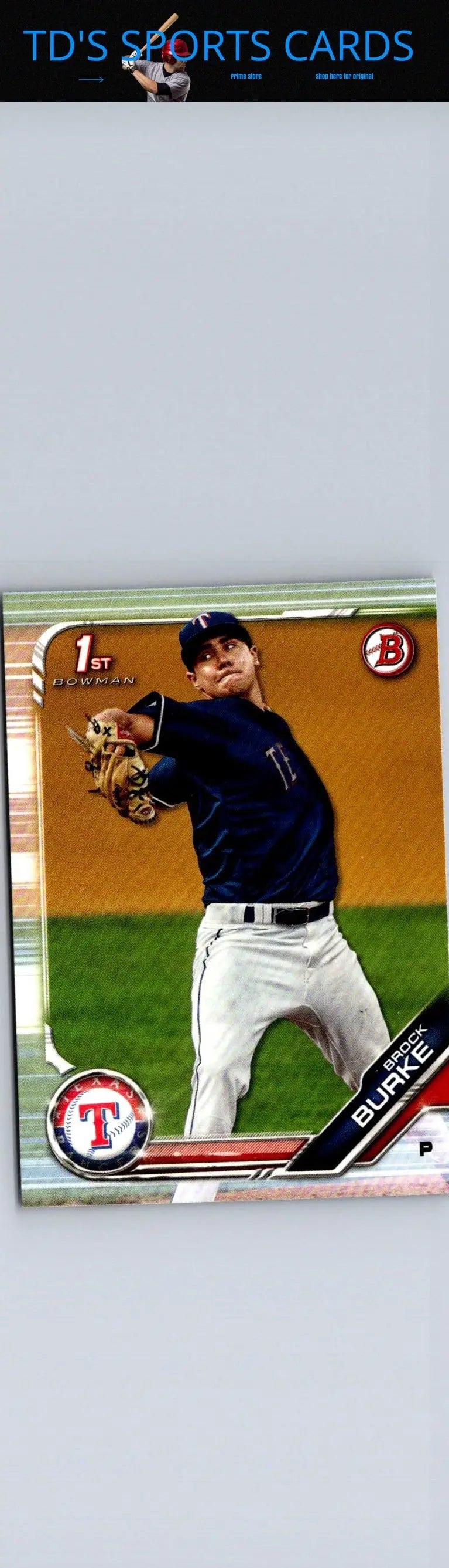 2019 Bowman Brock Burke Prospects baseball card featuring Brock Burke on the front