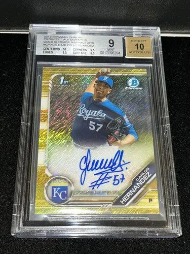 2019 Bowman Chrome Carlos Hernandez 13/50 1st AUTO SIG GOLD SHIMMER RC BGS 9/10 - Baseball Card Single
