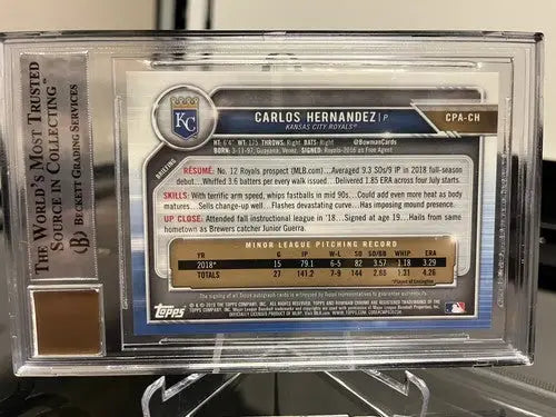 2019 Bowman Chrome Carlos Hernandez 13/50 1st AUTO SIG GOLD SHIMMER RC BGS 9/10 - Baseball Card Single