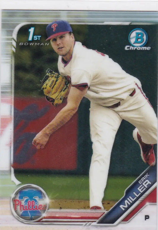 2019 Bowman Chrome Draft #BDC-191 Erik Miller 1st bowman Philadelphia Phillies - Baseball Card Single