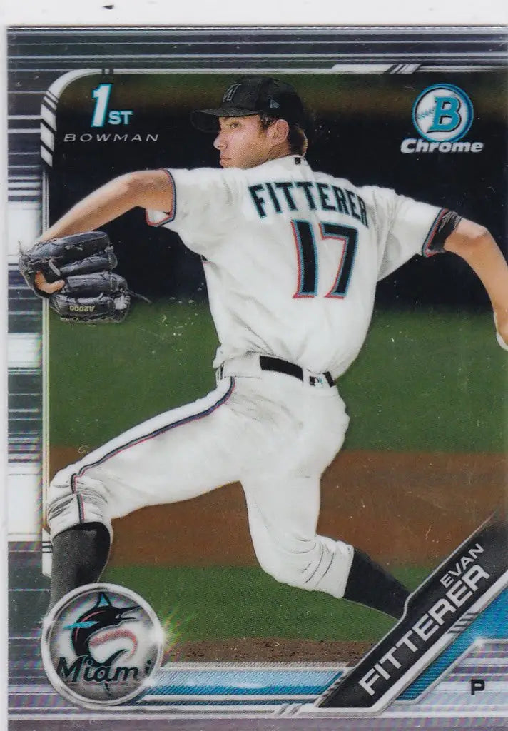 2019 Bowman Chrome Draft #BDC-68 Evan Fitterer 1st Bowman Miami Marlins - Baseball Card Single