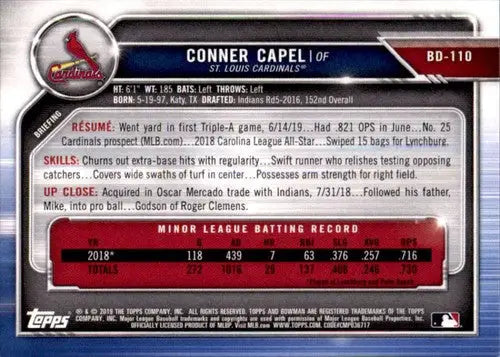 2019 Bowman Draft #BD-110 Conner Capel NM-MT Cardinals ID:52044 - Baseball Card Single