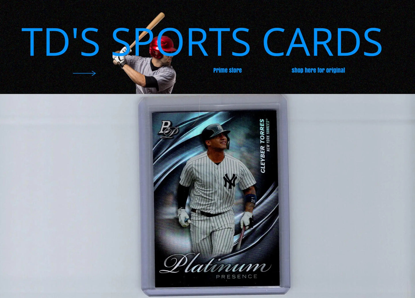 Gleyber Torres baseball card from 2019 Bowman Platinum Torres Platinum Presence series