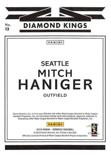 2019 Donruss #13 Mitch Haniger NM-MT Mariners Diamond King - Baseball Card Single
