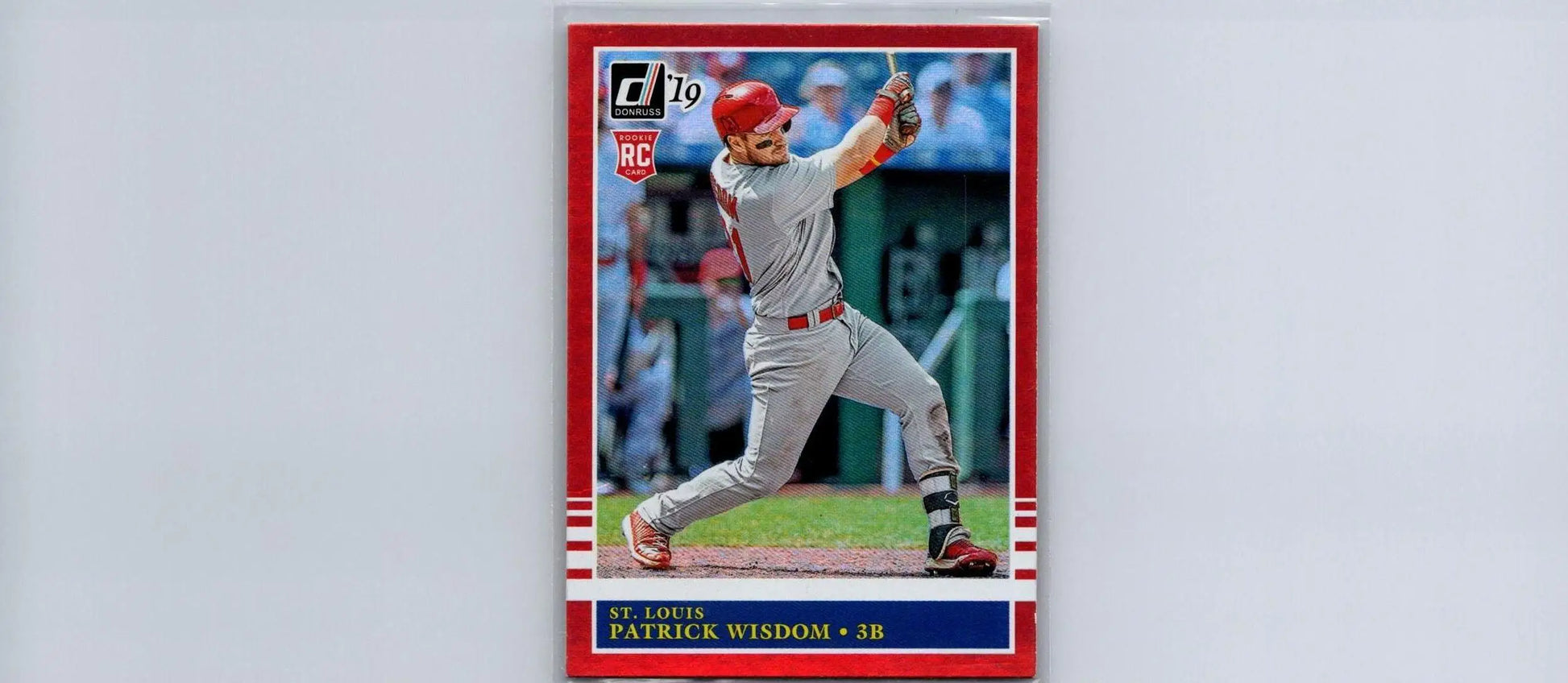 Patrick Wisdom Holo Red baseball card from 2019 Donruss #225 featuring Patrick Wisdom