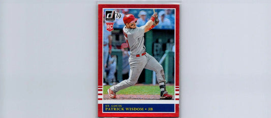 Patrick Wisdom Holo Red baseball card from 2019 Donruss #225 featuring Patrick Wisdom