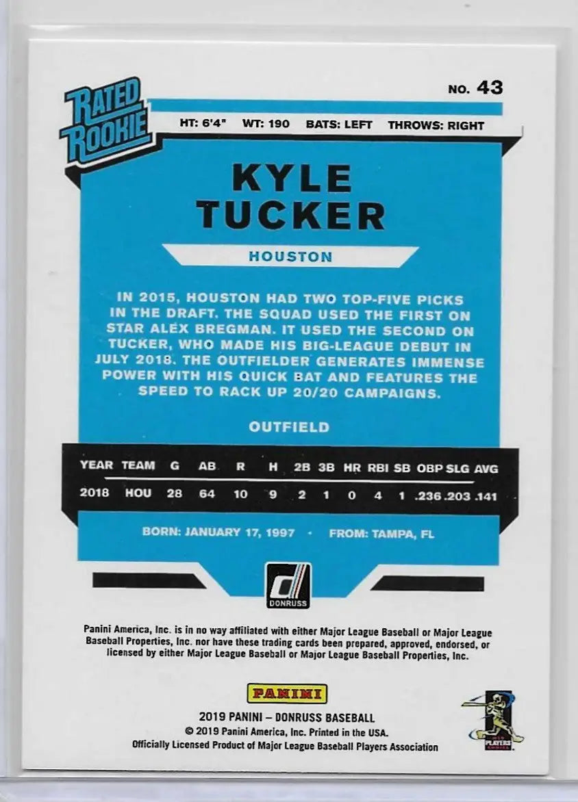 2019 Donruss #43 Kyle Tucker C-40 - Baseball Card Single