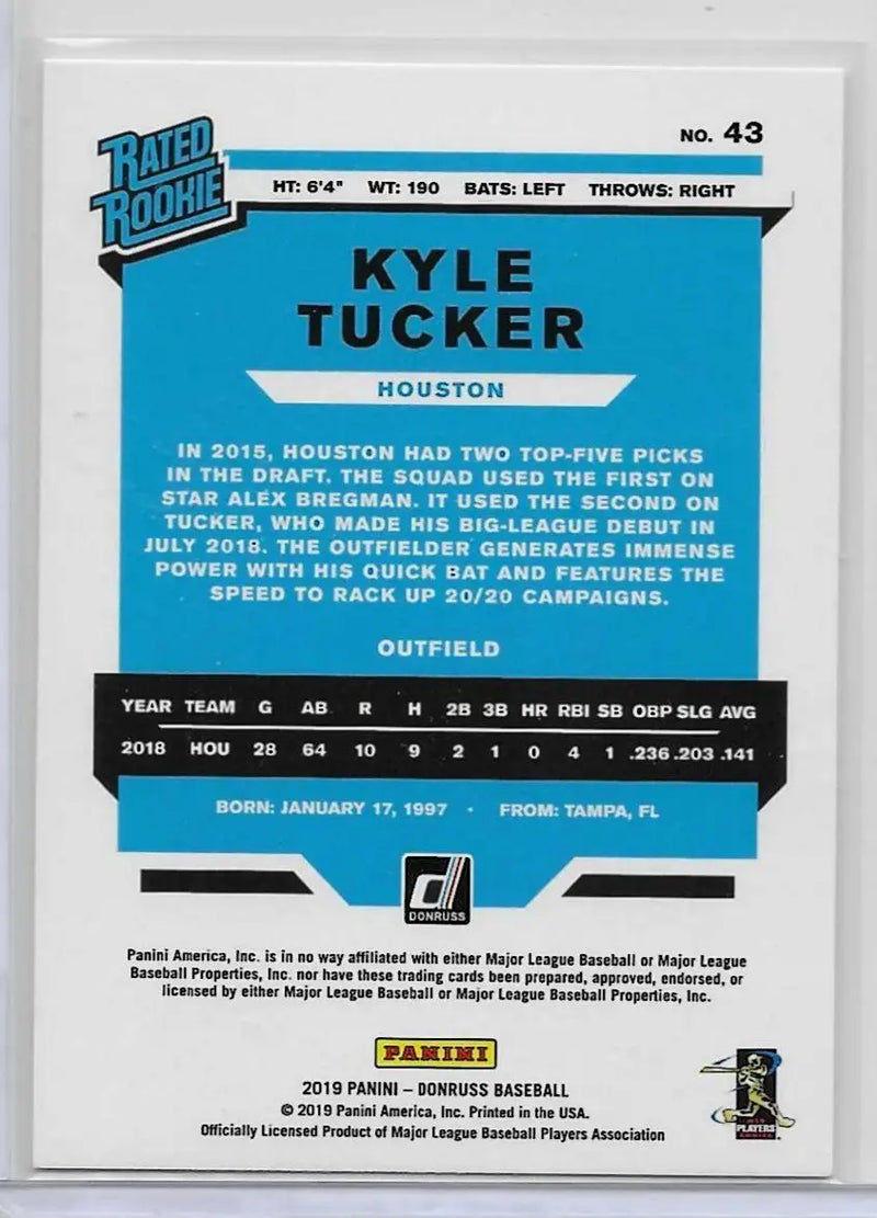 2019 Donruss #43 Kyle Tucker C-40 - Baseball Card Single