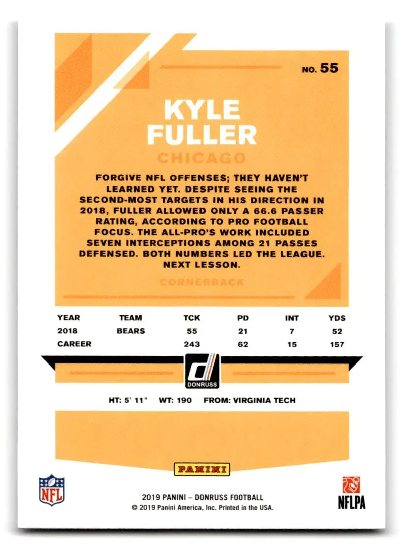 2019 Donruss #55 Kyle Fuller - Football Card Single