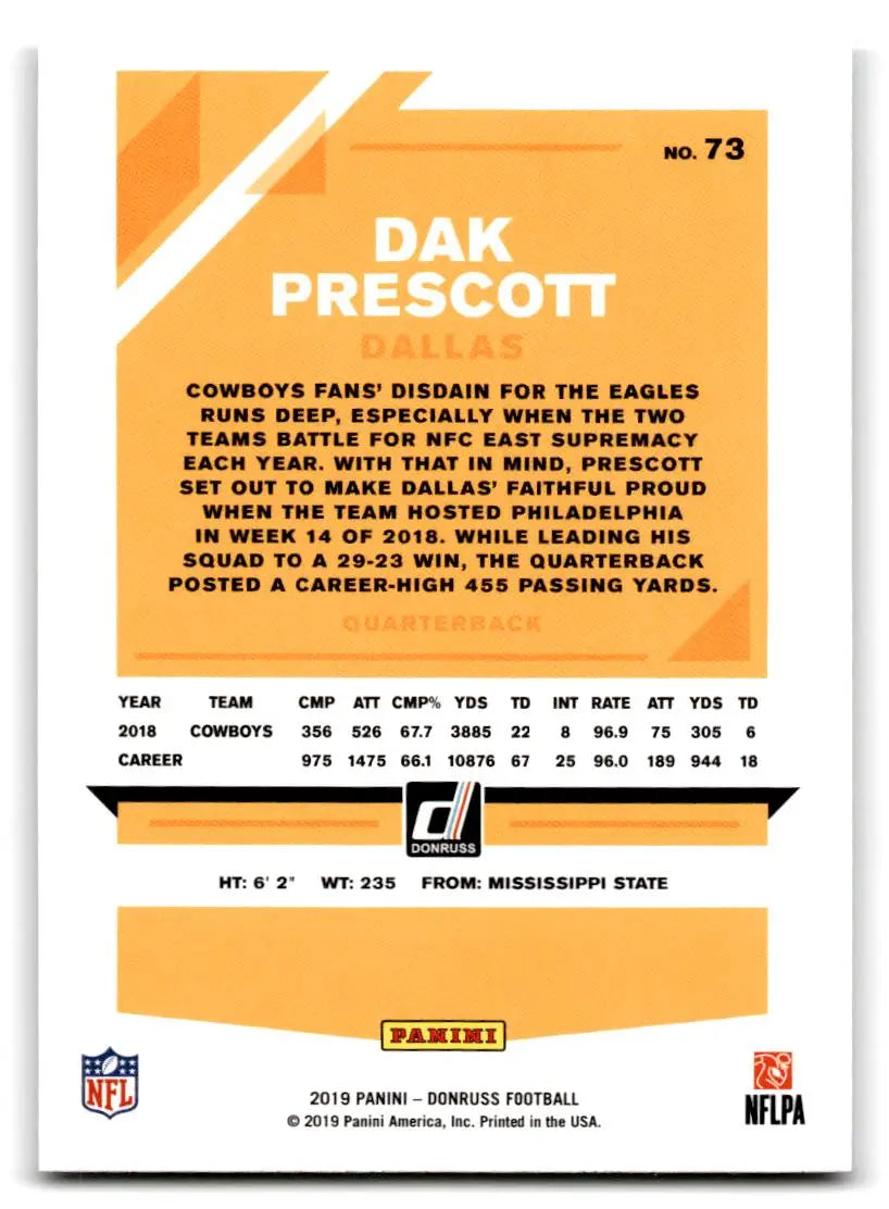 2019 Donruss #73 Dak Prescott - Football Card Single