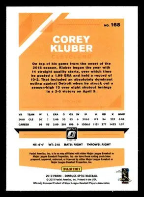 2019 Donruss Optic #168 Corey Kluber - Baseball Card Single