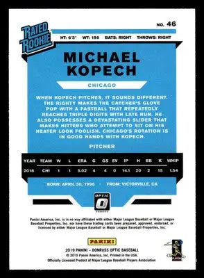 2019 Donruss Optic #46 Michael Kopech - Baseball Card Single