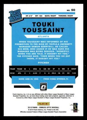 2019 Donruss Optic #50 Touki Toussaint - Baseball Card Single