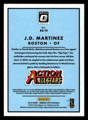 2019 Donruss Optic #AA-14 J.D. Martinez Action Allstars - Baseball Card Single