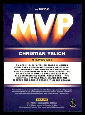 2019 Donruss Optic #MVP-2 Christian Yelich MVP - Baseball Card Single
