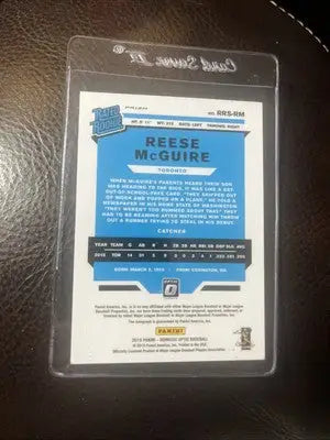 2019 Donruss Optic Reese McGuire Auto Rated Rookie Toronto Blue Jays baseball card