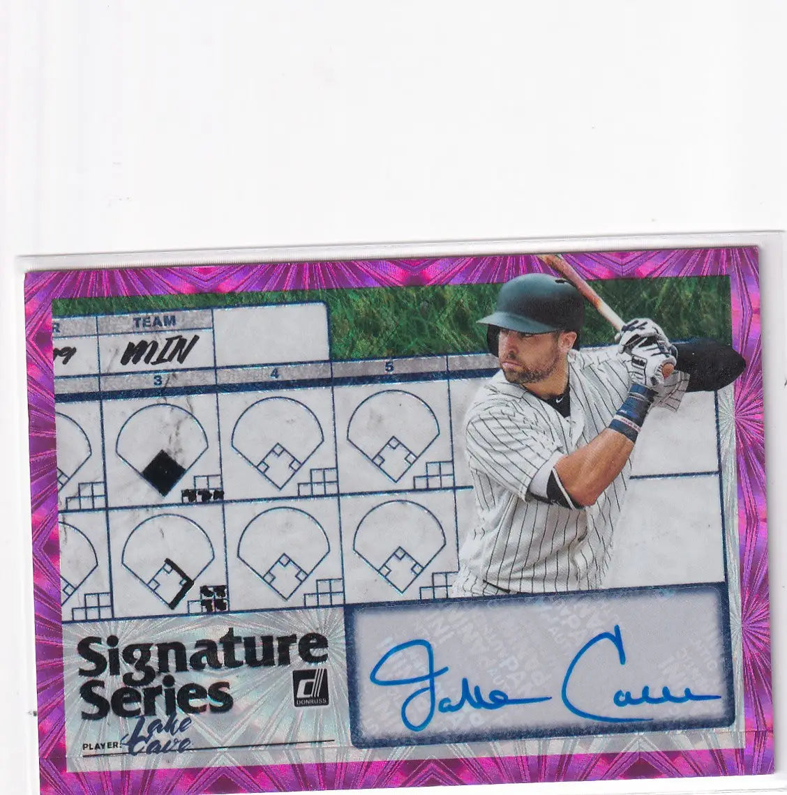 2019 DONRUSS #SS-JC JAKE CAVE SIGNATURE SERIES PINK AUTO- MINNESOTA TWINS